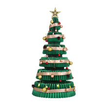 111CM Foldable Paper Christmas Tree with LED Lights, Star Topper & Ornament Kit