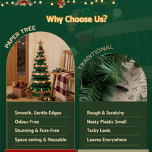 111CM Foldable Paper Christmas Tree with LED Lights, Star Topper & Ornament Kit