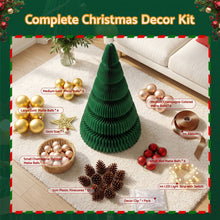 111CM Foldable Paper Christmas Tree with LED Lights, Star Topper & Ornament Kit