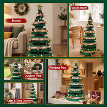 111CM Foldable Paper Christmas Tree with LED Lights, Star Topper & Ornament Kit