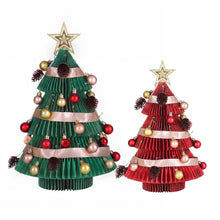 Green & Red Honeycomb Paper Desktop Christmas Tree Set – 2 Pieces