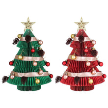 Green & Red Honeycomb Paper Desktop Christmas Tree Set – 2 Pieces