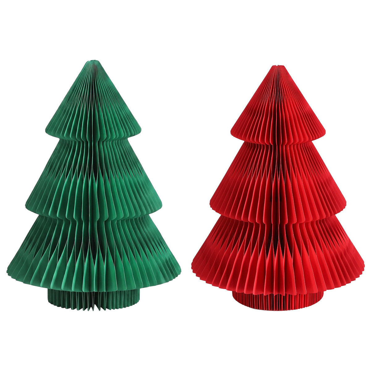 Green & Red Honeycomb Paper Desktop Christmas Tree Set – 2 Pieces