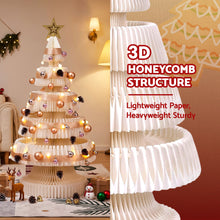 114CM White Foldable Paper Christmas Tree with LED Lights, Star Topper & Ornament Kit