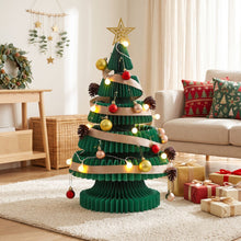 62CM Foldable Paper Christmas Tree with LED Lights, Star Topper & Ornament Kit