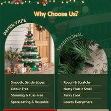 87CM Foldable Paper Christmas Tree with LED Lights, Star Topper & Ornament Kit