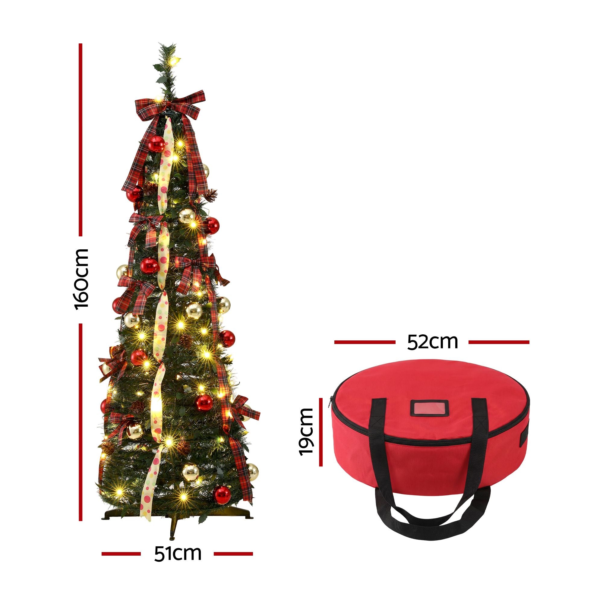 5FT Pre-Lit Pop-Up Christmas Tree with 80 LED