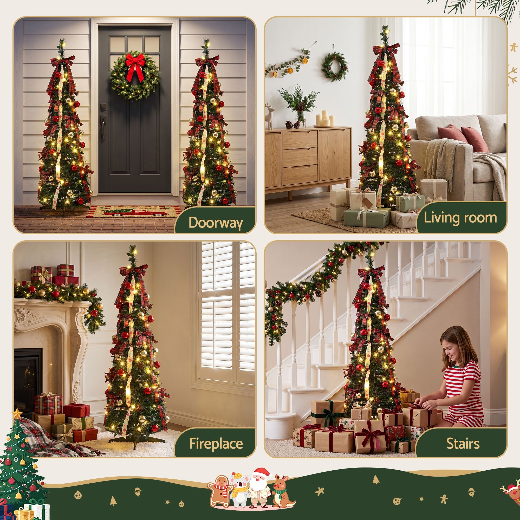 5FT Pre-Lit Pop-Up Christmas Tree with 80 LED