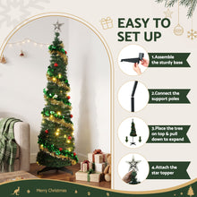 5FT Pre-Lit Pop-Up Christmas Tree with Star Topper & 50 LED