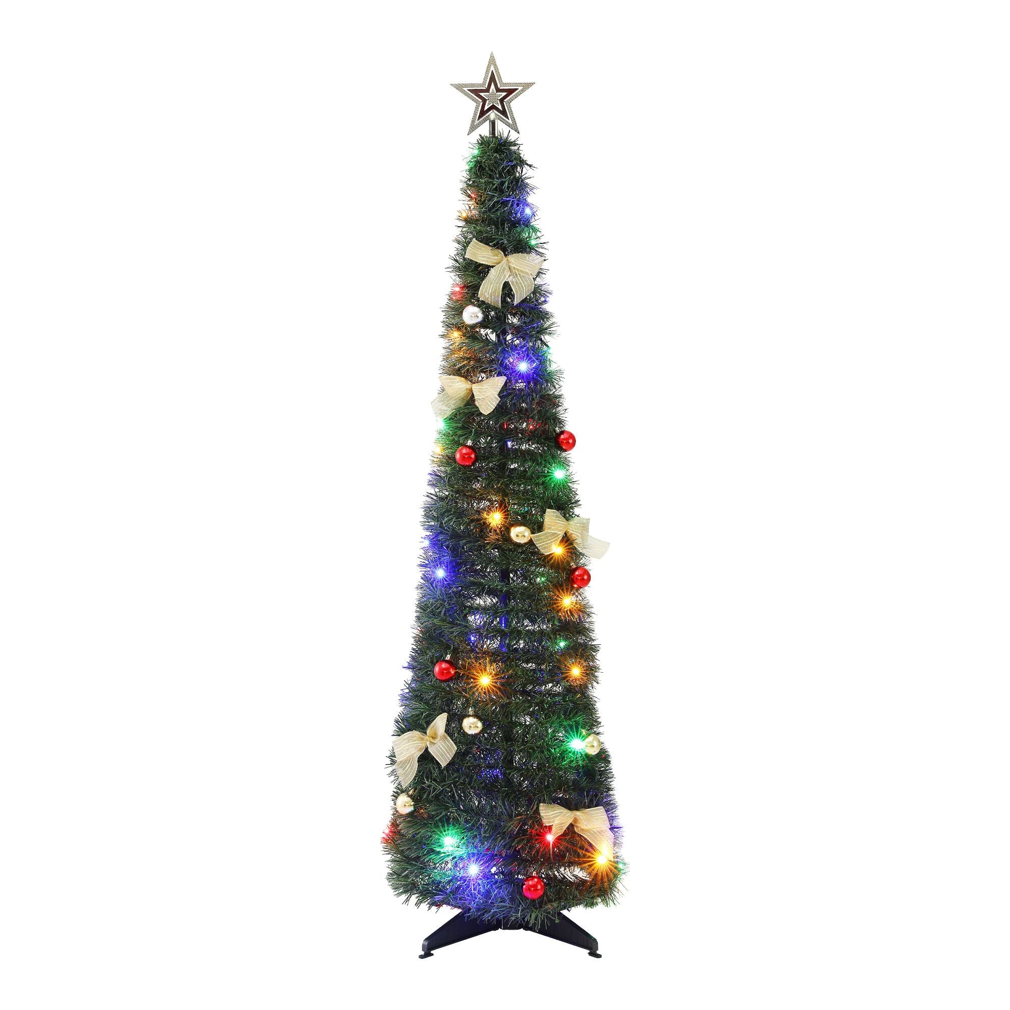 5FT Pre-Lit Pop-Up Christmas Tree with 50 Multicolour LED