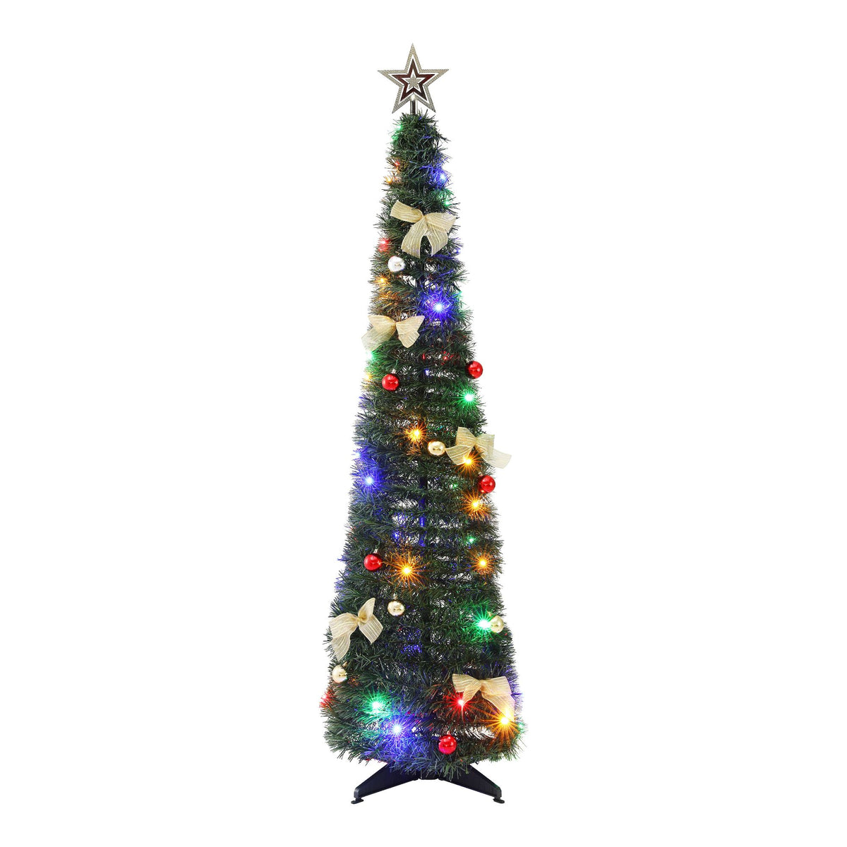 5FT Pre-Lit Pop-Up Christmas Tree with 50 Multicolour LED