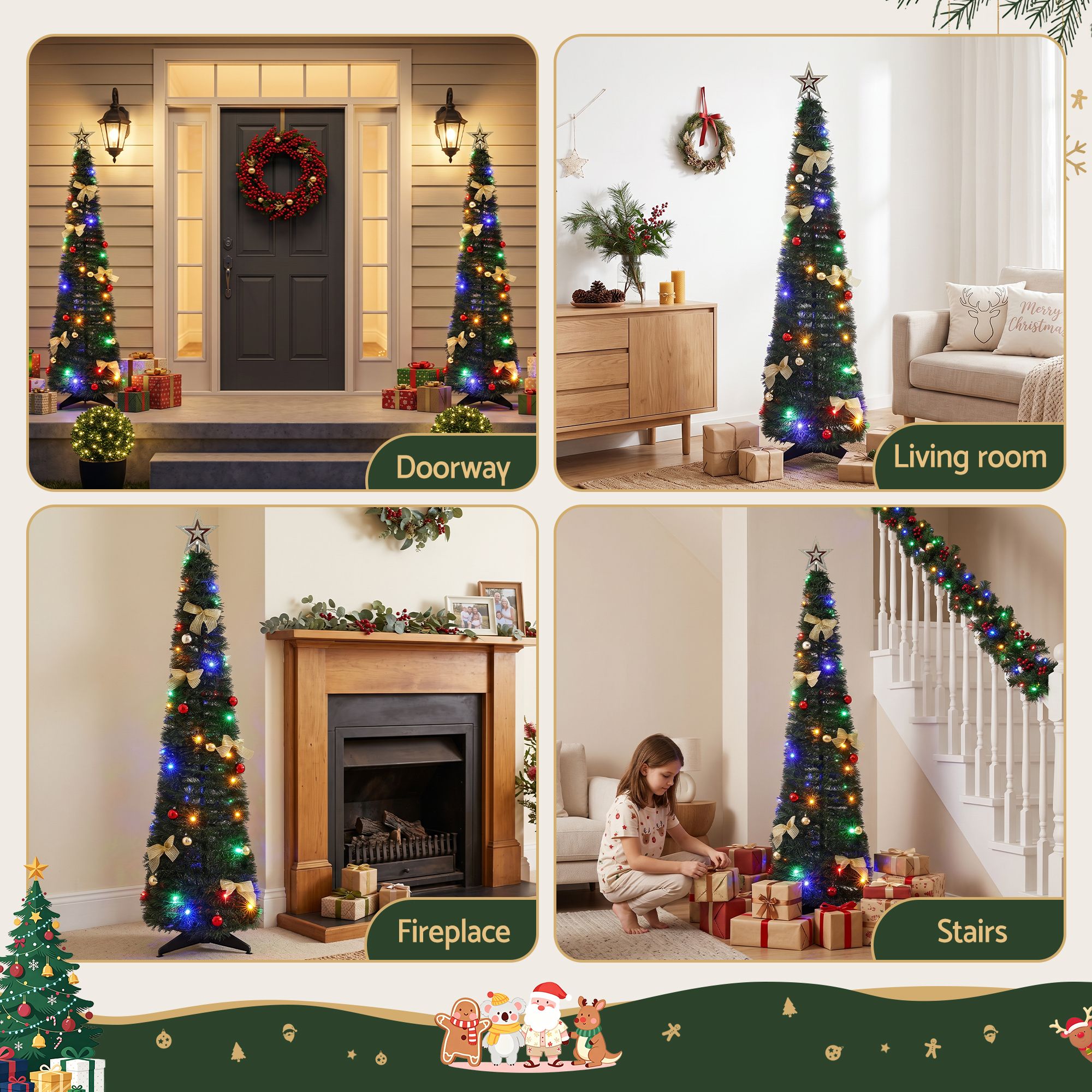5FT Pre-Lit Pop-Up Christmas Tree with 50 Multicolour LED