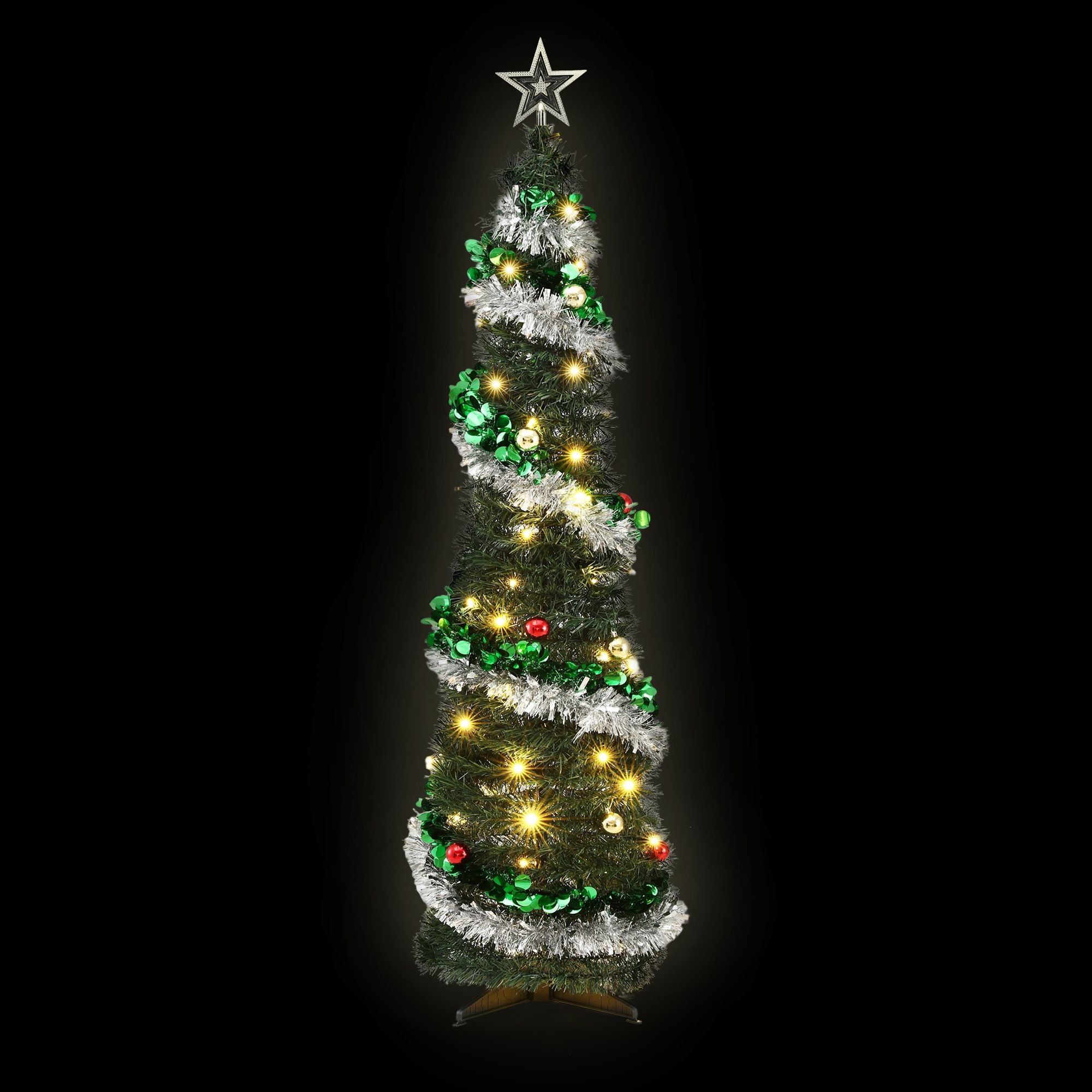 5FT Pre-Lit Pop-Up Christmas Tree with 50 Warm White LED