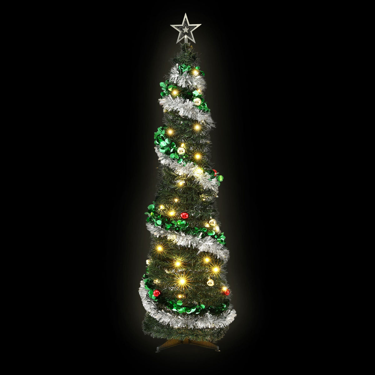 5FT Pre-Lit Pop-Up Christmas Tree with 50 Warm White LED