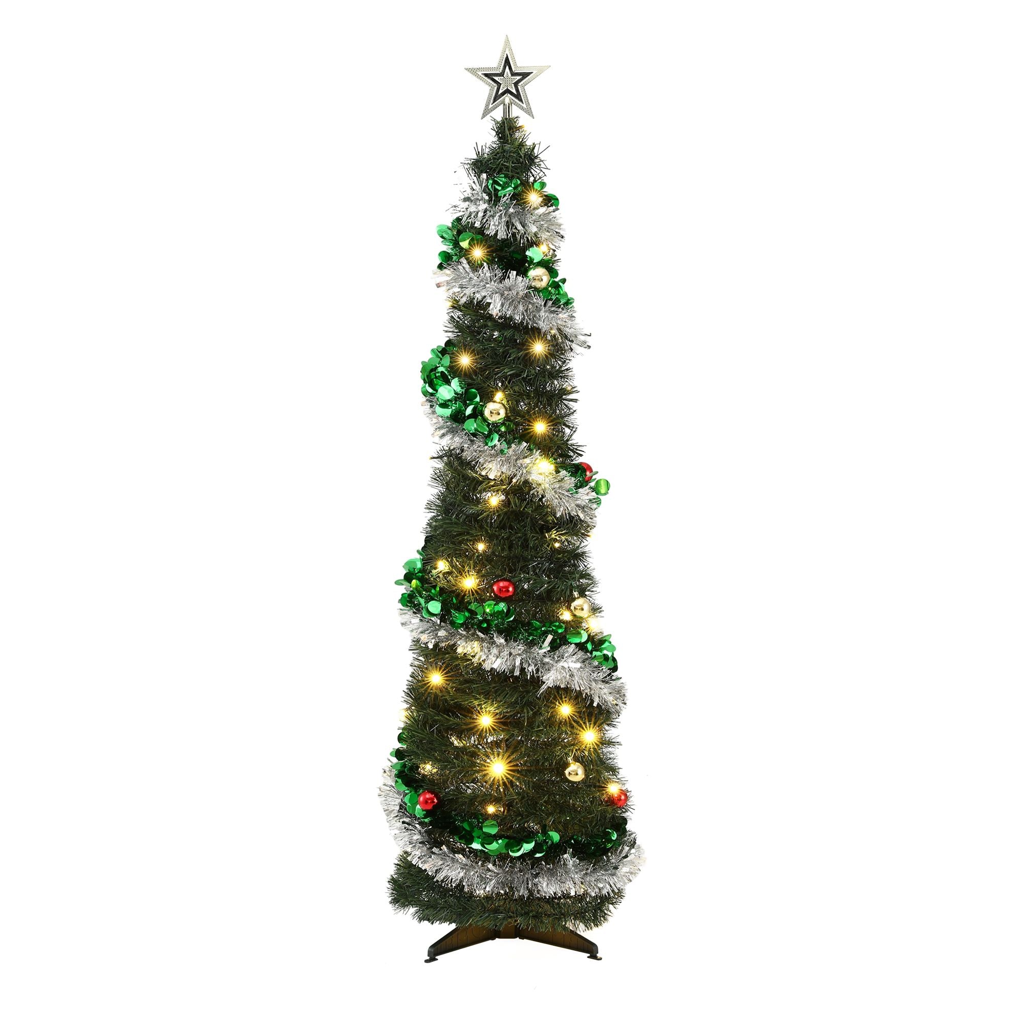 5FT Pre-Lit Pop-Up Christmas Tree with 50 Warm White LED