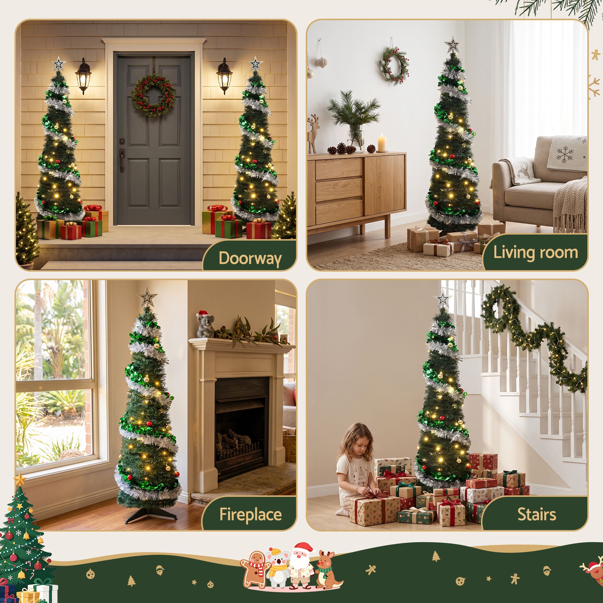 5FT Pre-Lit Pop-Up Christmas Tree with 50 Warm White LED