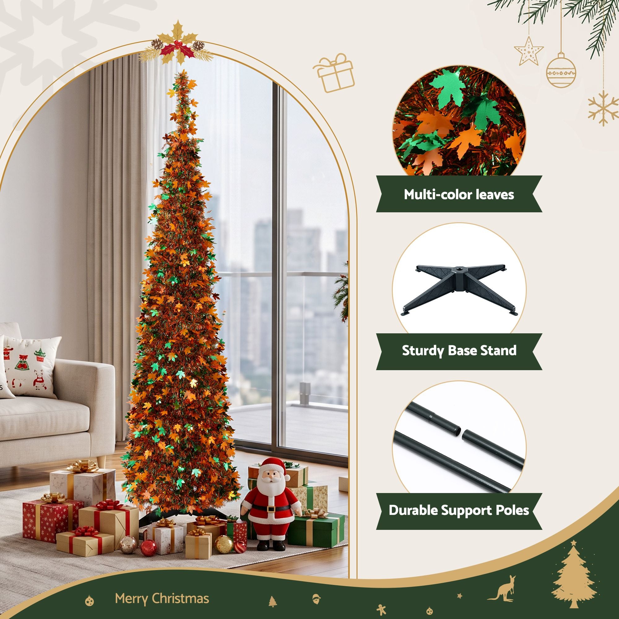 5FT Gold Maple Leaf Pop-Up Christmas Tree