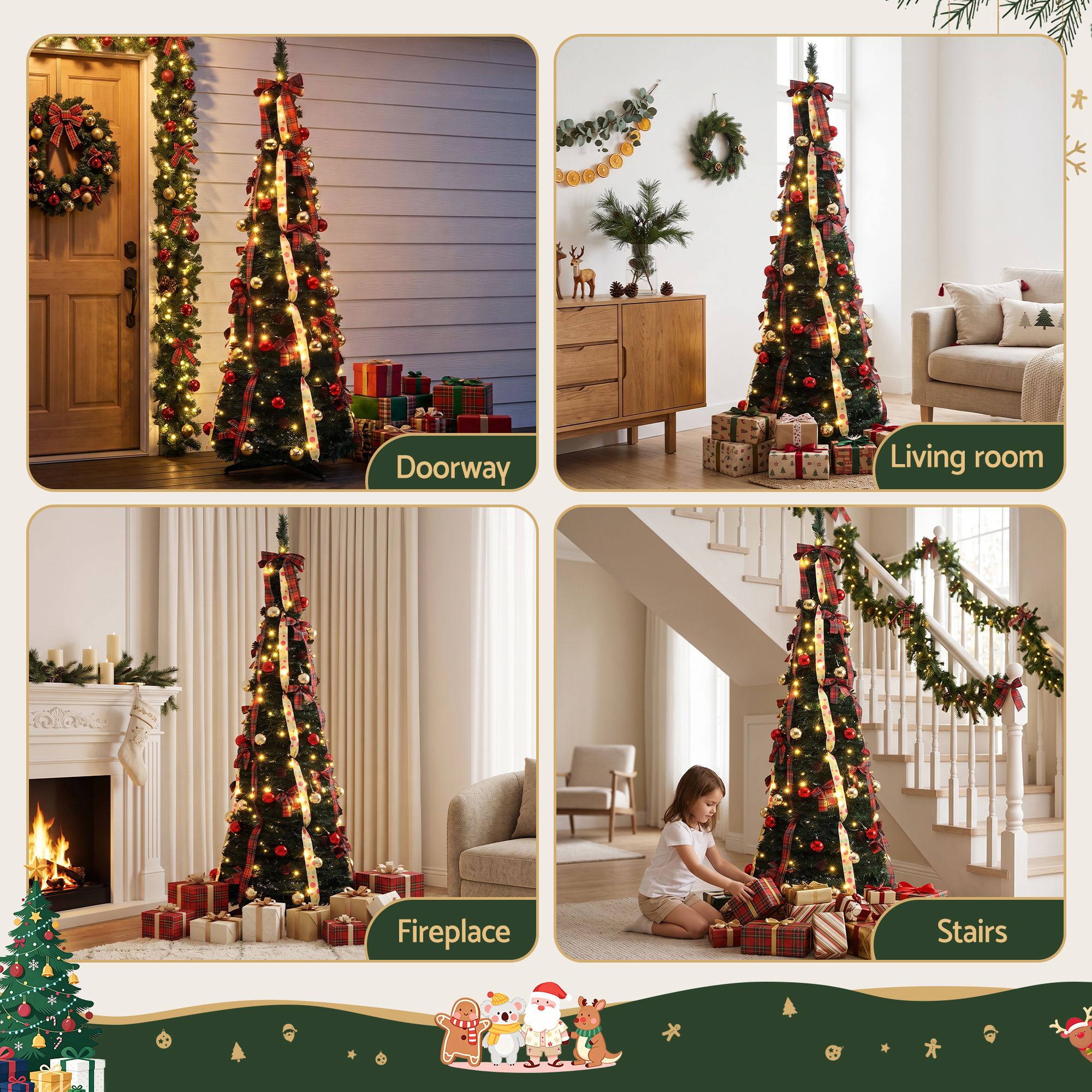 6.5FT Pre-Lit Pop-Up Christmas Tree with 150 LED