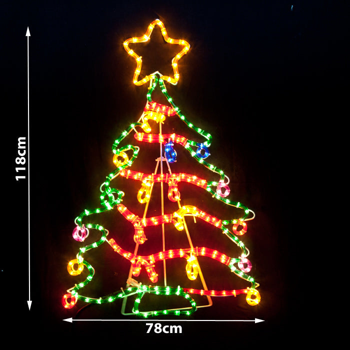 118cm Animated Christmas Tree Motif Light – Multi Colour LED Rope