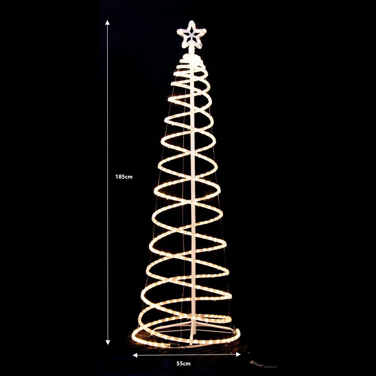 185cm Spiral Christmas Tree Motif Light – Warm White LED Rope