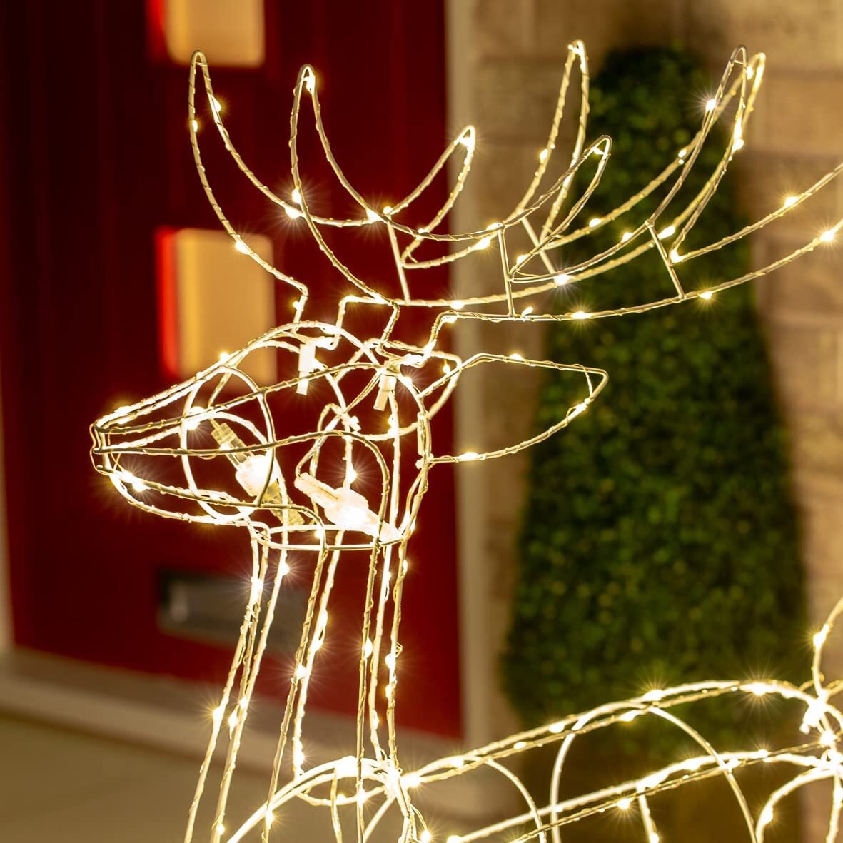 115cm Warm White LED 3D Standing Reindeer Christmas Decoration