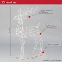 115cm Warm White LED 3D Standing Reindeer Christmas Decoration
