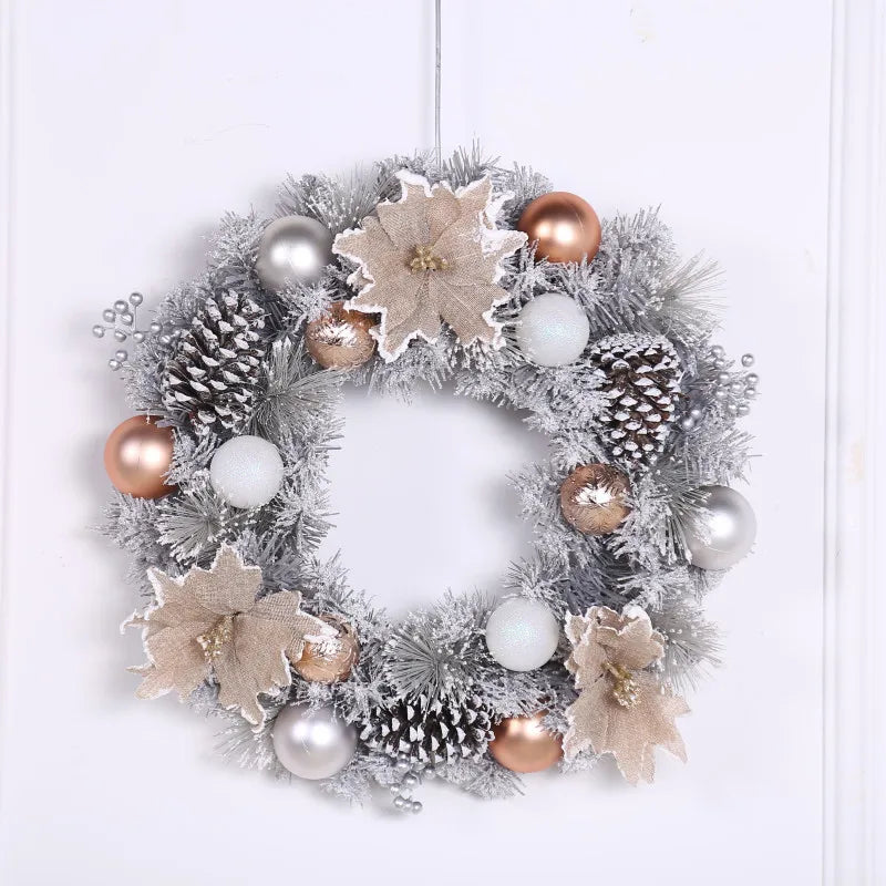40CM Pine Cone Christmas Wreath – Silver Finish