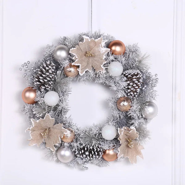 40CM Pine Cone Christmas Wreath – Silver Finish