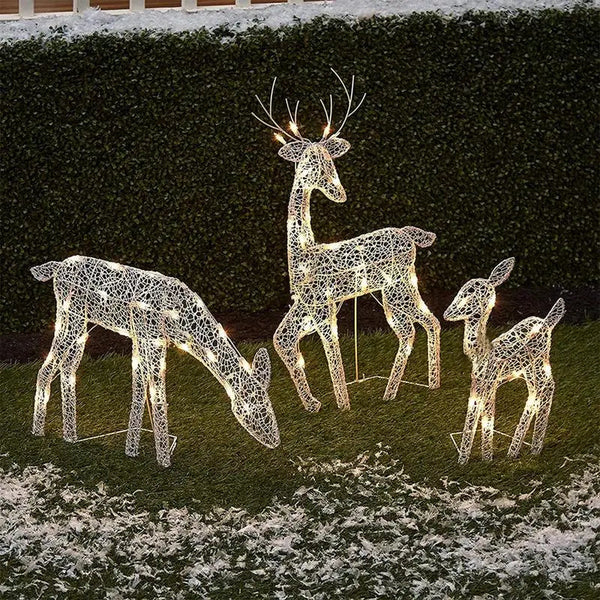 LED Reindeer Family Christmas Decoration – 3 Piece Acrylic Set