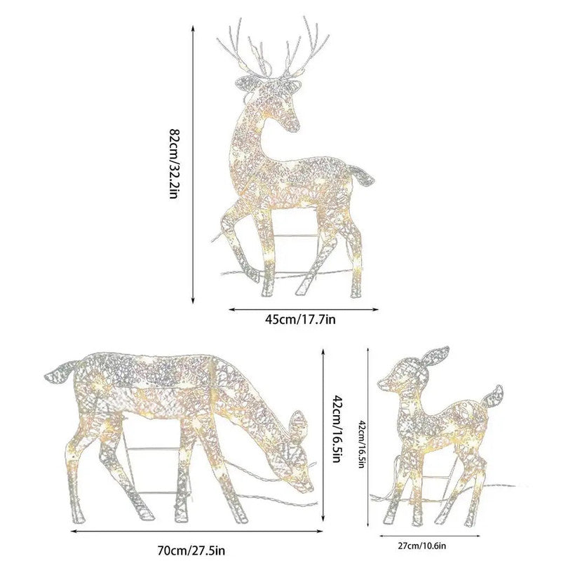 LED Reindeer Family Christmas Decoration – 3 Piece Acrylic Set