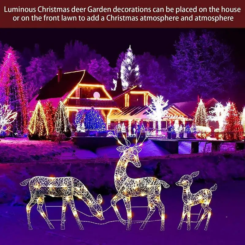 LED Reindeer Family Christmas Decoration – 3 Piece Acrylic Set