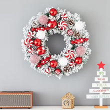 40CM Flocked Christmas Wreath – Red Finish