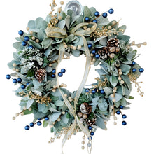 40cm Blueberry Eucalyptus Christmas Wreath – Green with Gold Accents