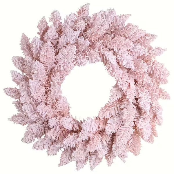 30CM Snowy Pine Christmas Wreath – Pink Finish