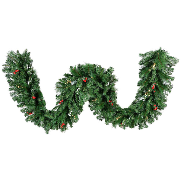 3.05M Christmas Garland with Red, White & Yellow Berries
