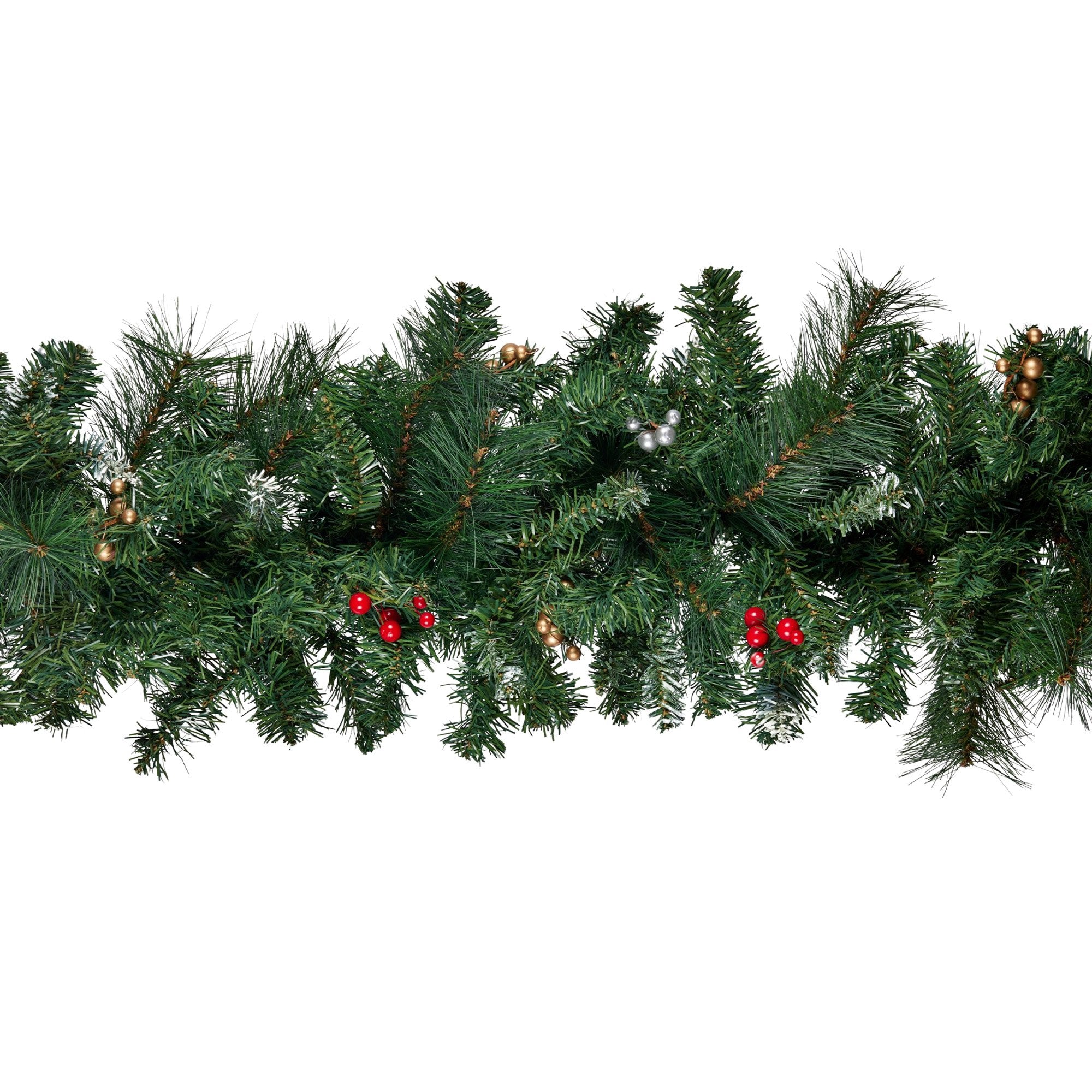 3.05M Christmas Garland with Red, White & Yellow Berries