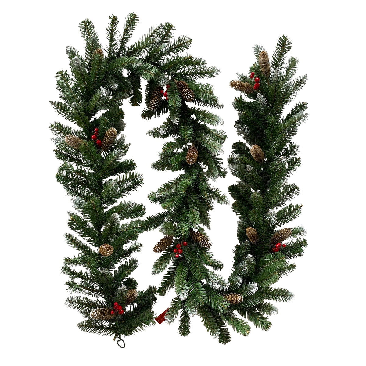 2.7M Christmas Garland with Pine Cones & Red Berries