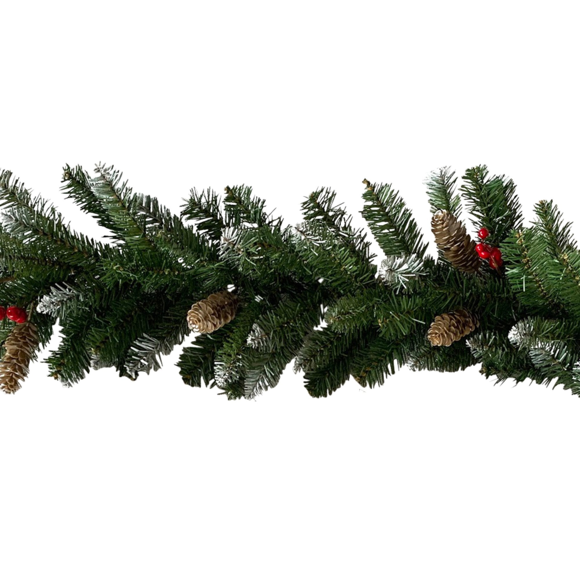 2.7M Christmas Garland with Pine Cones & Red Berries