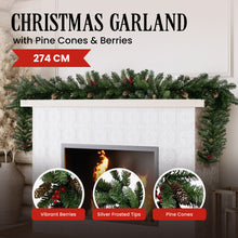 2.7M Christmas Garland with Pine Cones & Red Berries