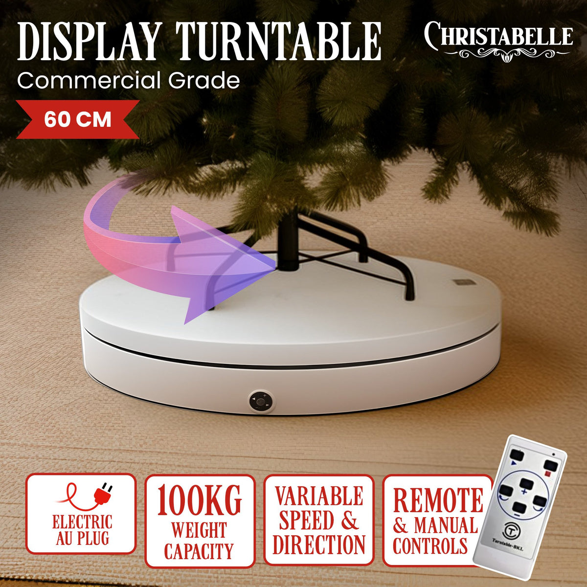 60CM White Commercial Rotating Display Turntable – 100KG
