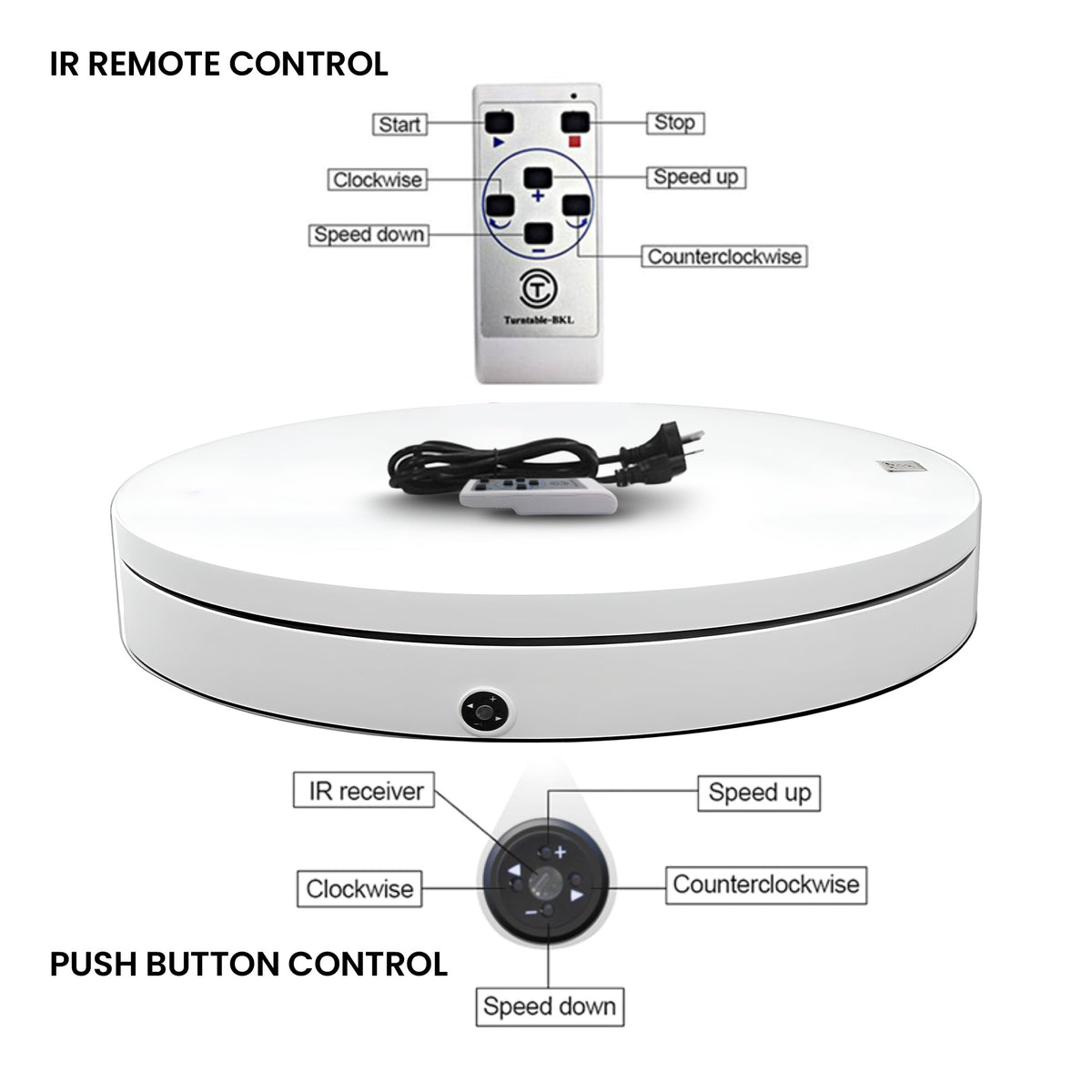 60CM White Commercial Rotating Display Turntable – 100KG
