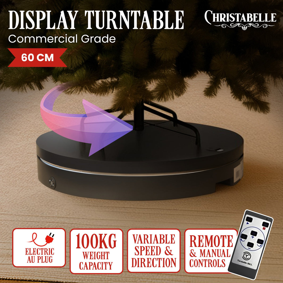 60CM Black Commercial Rotating Display Turntable – 100KG
