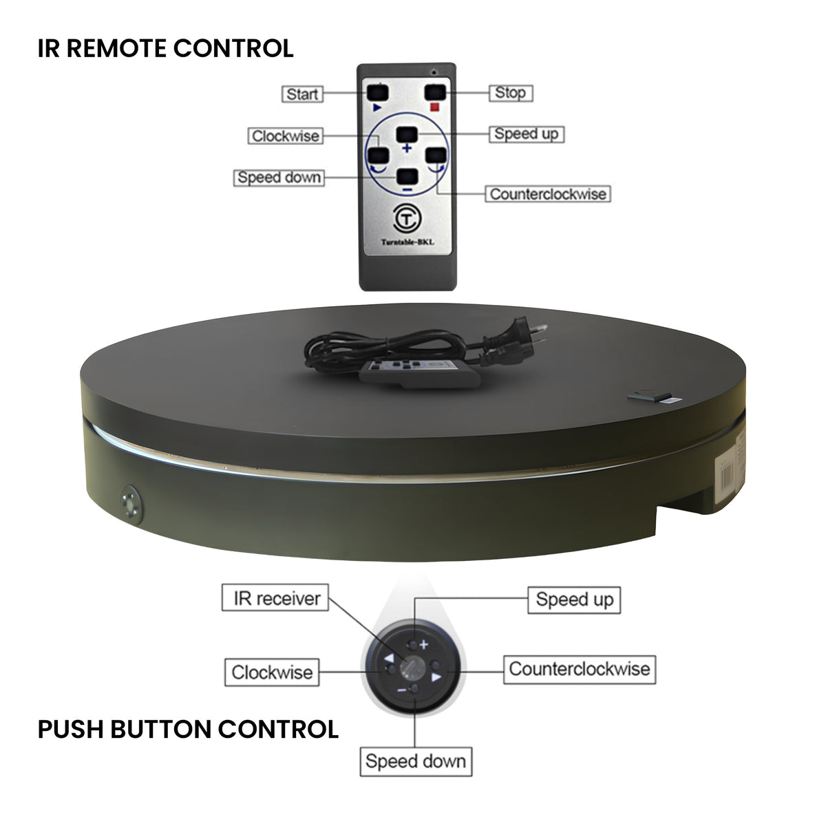 60CM Black Commercial Rotating Display Turntable – 100KG