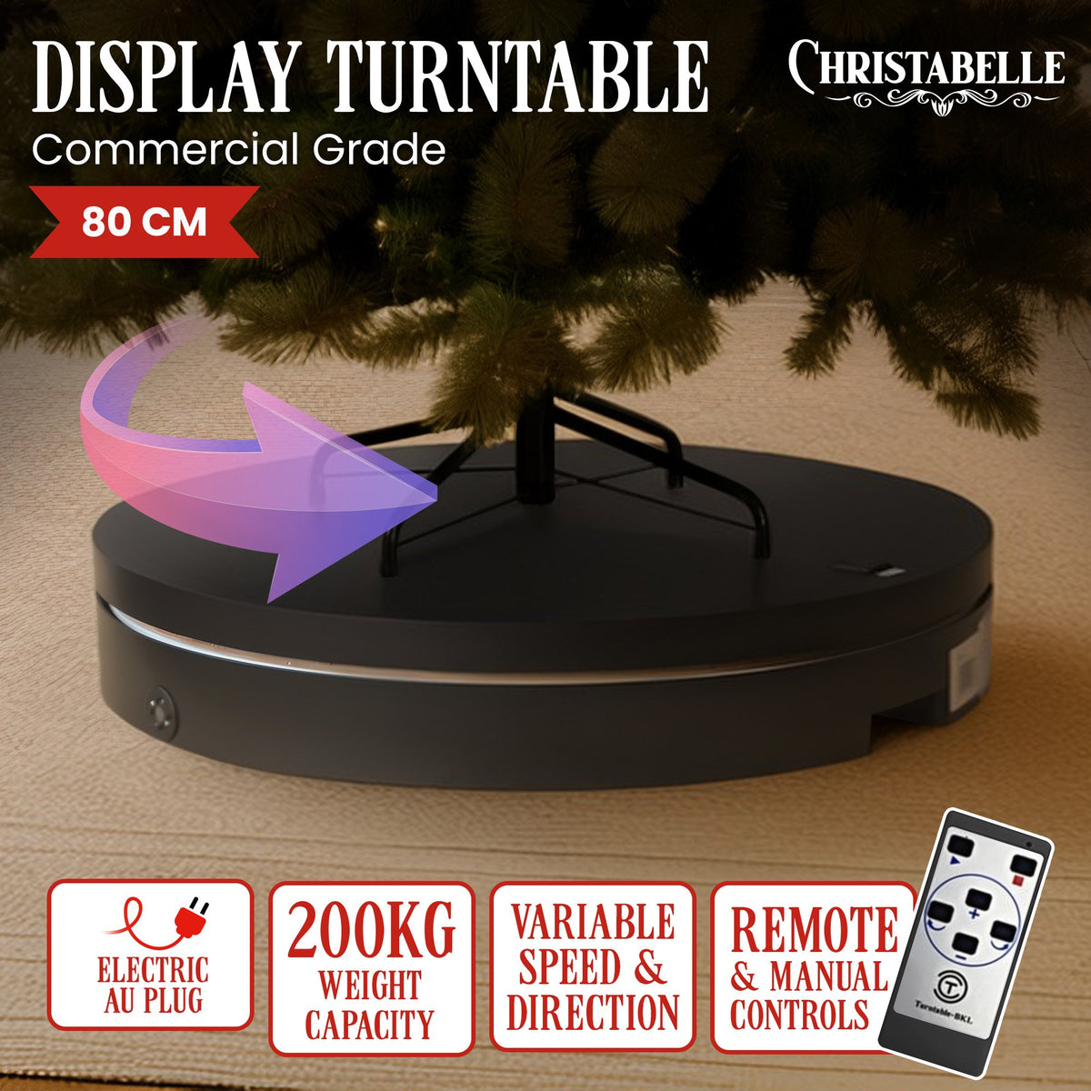 80CM Black Commercial Rotating Display Turntable – 200KG
