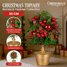 36CM Pre-Decorated Christmas Topiary Tree in Gold Pot