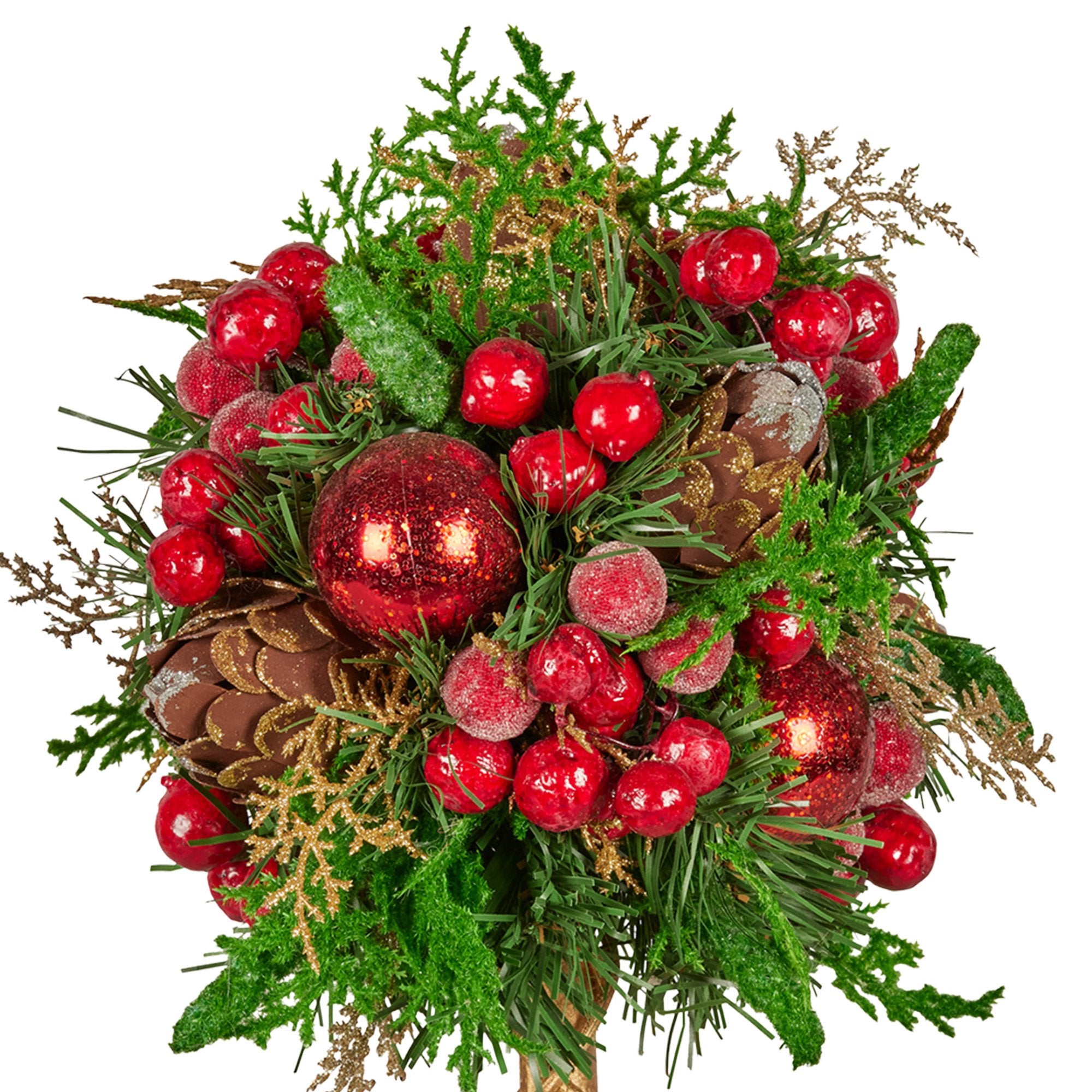 36CM Pre-Decorated Christmas Topiary Tree in Gold Pot