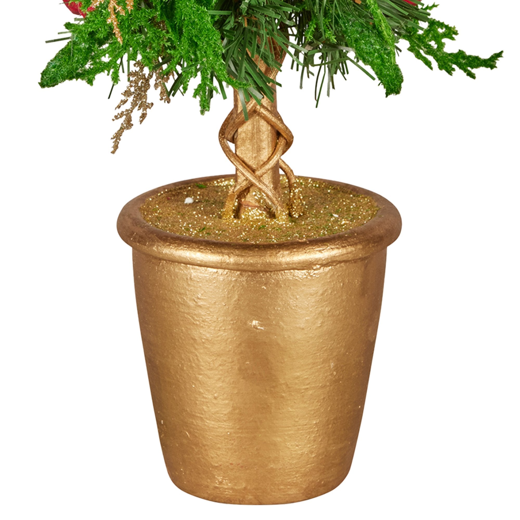 36CM Pre-Decorated Christmas Topiary Tree in Gold Pot
