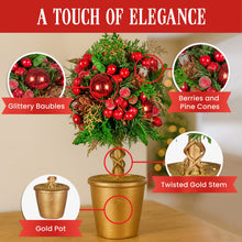 36CM Pre-Decorated Christmas Topiary Tree in Gold Pot