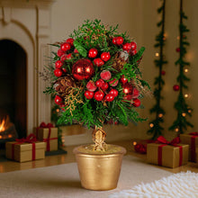36CM Decorated Topiary Christmas Tree – Baubles, Berries & Pine Cones
