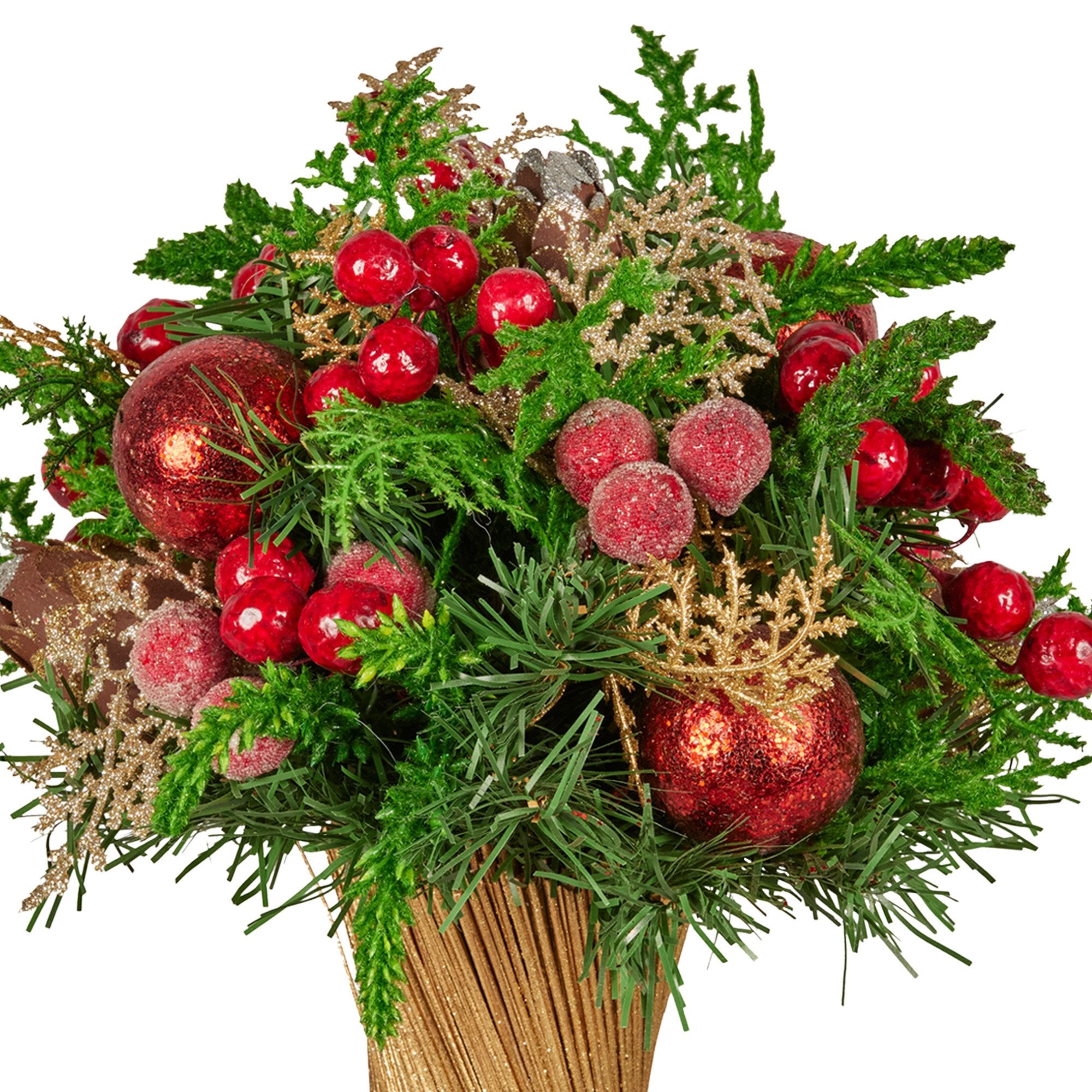 33CM Decorated Christmas Bouquet – Baubles, Berries & Pine Cones